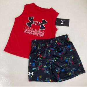 New Under Armour Girls 2-Piece Tank & Shorts Set MSRP $30 and $36 New Under Armour Girls 2-Piece Tank & Shorts Set MSRP $30 and $36